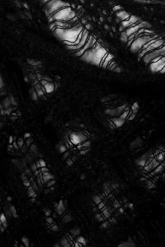 Poncho de punto de mezcla de lana – Negro