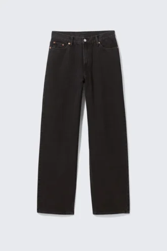 Rail Mid Rise Loose Wide Jeans – Ink Black – Black