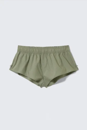 Slips de pijama de popelín de algodón de talle medio – Verde caqui