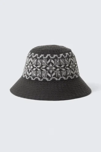 Sombrero de pescador de punto jacquard – Marrón oscuro