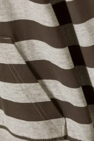 Sudadera con capucha ajustada de jersey de algodón – Rayas grises y marrón oscuro