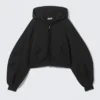 Sudadera con capucha, cremallera, corte oversize y deshilachados – Negro Sudadera con capucha, cremallera, corte oversize y deshilachados – Negro