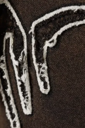 Sudadera con capucha, cremallera y bordado, corte recto – Marrón oscuro lavado – Dream