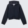 Sudadera con capucha, cremallera y mangas raglán – Azul oscuro Sudadera con capucha, cremallera y mangas raglán – Azul oscuro