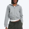 Sudadera con capucha, cremallera y mangas raglán – Gris jaspeado Sudadera con capucha, cremallera y mangas raglán – Gris jaspeado