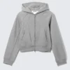 Sudadera con capucha, cremallera y mangas raglán – Gris jaspeado Sudadera con capucha, cremallera y mangas raglán – Gris jaspeado