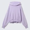 Sudadera con capucha de algodón y forro polar de corte holgado – Morado claro lavado Sudadera con capucha de algodón y forro polar de corte holgado – Morado claro lavado
