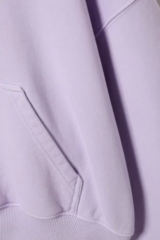 Sudadera con capucha de algodón y forro polar de corte holgado – Morado claro lavado