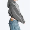 Sudadera con capucha de algodón y forro polar de corte recto – Gris oscuro lavado Sudadera con capucha de algodón y forro polar de corte recto – Gris oscuro lavado