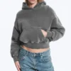 Sudadera con capucha de algodón y forro polar de corte recto – Gris oscuro lavado Sudadera con capucha de algodón y forro polar de corte recto – Gris oscuro lavado