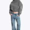 Sudadera con capucha de algodón y forro polar de corte recto – Gris oscuro lavado Sudadera con capucha de algodón y forro polar de corte recto – Gris oscuro lavado