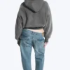 Sudadera con capucha de algodón y forro polar de corte recto – Gris oscuro lavado Sudadera con capucha de algodón y forro polar de corte recto – Gris oscuro lavado