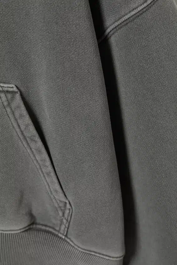 Sudadera con capucha de algodón y forro polar de corte recto – Gris oscuro lavado Sudadera con capucha de algodón y forro polar de corte recto – Gris oscuro lavado