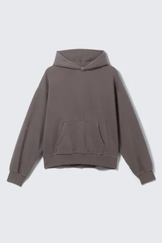 Sudadera con capucha de corte holgado – Marrón oscuro lavado