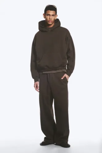 Sudadera con capucha de corte holgado – Marrón oscuro lavado