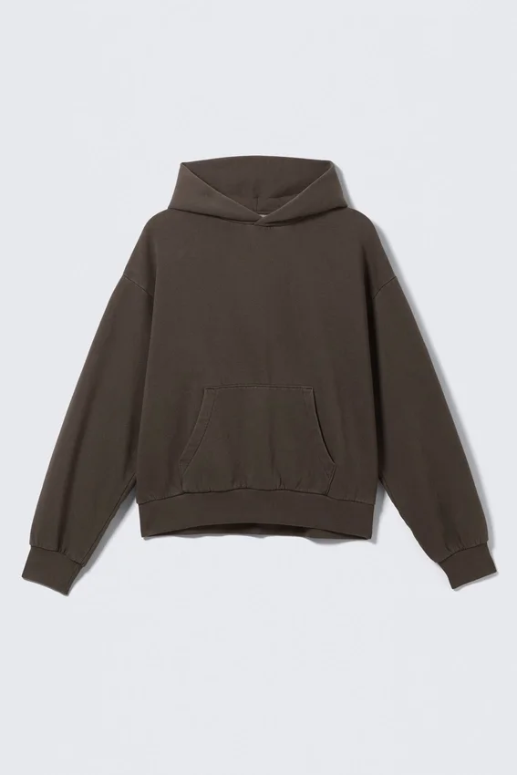 Sudadera con capucha de corte holgado – Marrón oscuro lavado Sudadera con capucha de corte holgado – Marrón oscuro lavado
