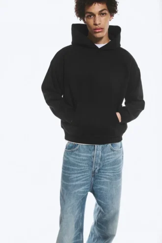 Sudadera con capucha de corte holgado – Negro