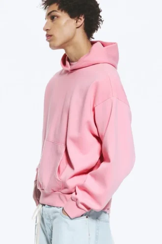 Sudadera con capucha de corte holgado – Rosa lavado