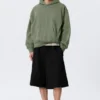 Sudadera con capucha de corte holgado – Verde lavado