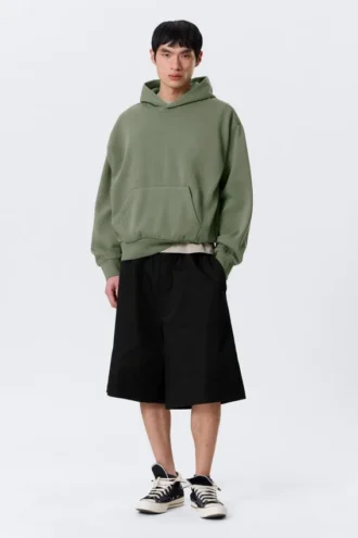 Sudadera con capucha de corte holgado – Verde lavado