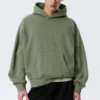Sudadera con capucha de corte holgado – Verde lavado