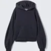 Sudadera con capucha de corte recto y mangas raglán – Azul marino oscuro lavado