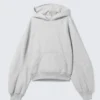 Sudadera con capucha de corte recto y mangas raglán – Gris jaspeado Sudadera con capucha de corte recto y mangas raglán – Gris jaspeado