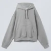 Sudadera con capucha de corte recto y tejido grueso – Gris jaspeado Sudadera con capucha de corte recto y tejido grueso – Gris jaspeado