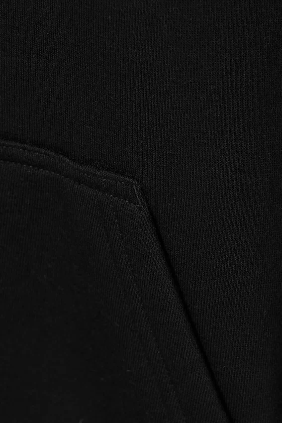 Sudadera con capucha de corte recto y tejido grueso – Negro Sudadera con capucha de corte recto y tejido grueso – Negro