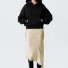 Sudadera con capucha de felpa de algodón de corte recto – Negro Sudadera con capucha de felpa de algodón de corte recto – Negro
