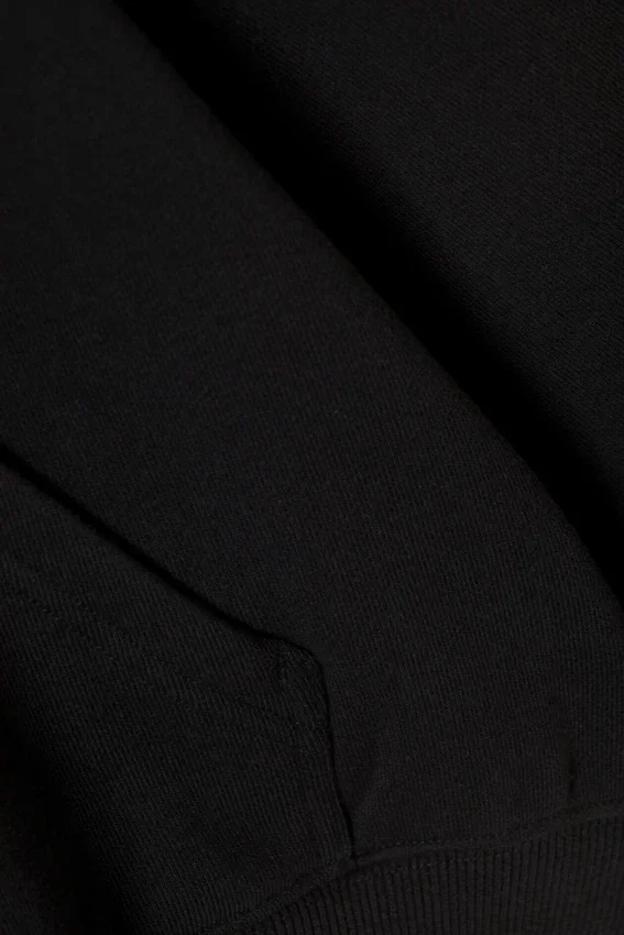 Sudadera con capucha de felpa de algodón de corte recto – Negro Sudadera con capucha de felpa de algodón de corte recto – Negro