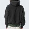 Sudadera con capucha de felpa de algodón de corte recto – Negro lavado
