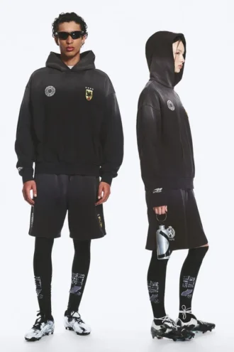 Sudadera con capucha de fútbol de corte holgado Toffs – Negro oscuro