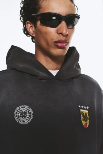 Sudadera con capucha de fútbol de corte holgado Toffs – Negro oscuro