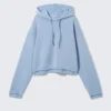 Sudadera con capucha de pijama corta de felpa – Azul empolvado Sudadera con capucha de pijama corta de felpa – Azul empolvado