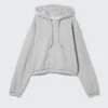 Sudadera con capucha de pijama corta de felpa – Gris jaspeado Sudadera con capucha de pijama corta de felpa – Gris jaspeado