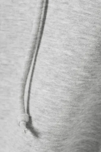 Sudadera con capucha de pijama corta de felpa – Gris jaspeado