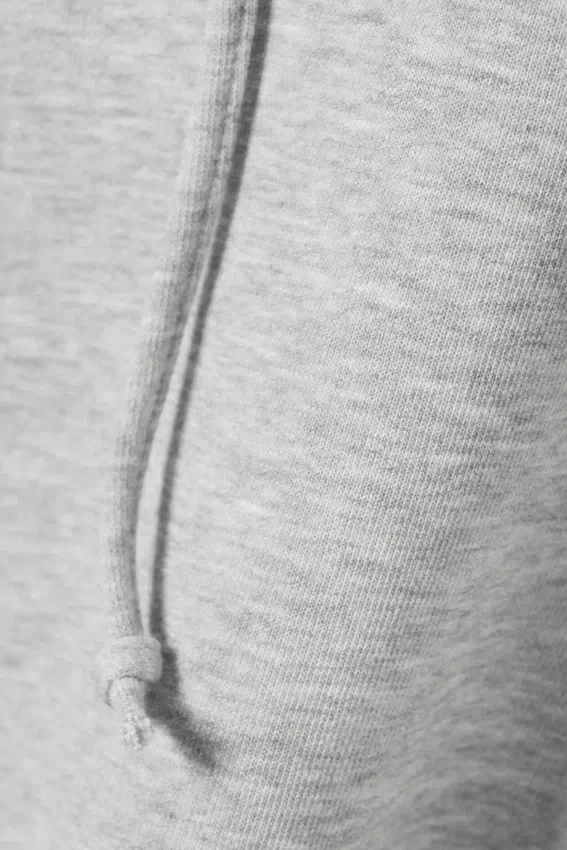 Sudadera con capucha de pijama corta de felpa – Gris jaspeado Sudadera con capucha de pijama corta de felpa – Gris jaspeado
