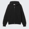 Sudadera con capucha de punto de corte recto – Negro Sudadera con capucha de punto de corte recto – Negro
