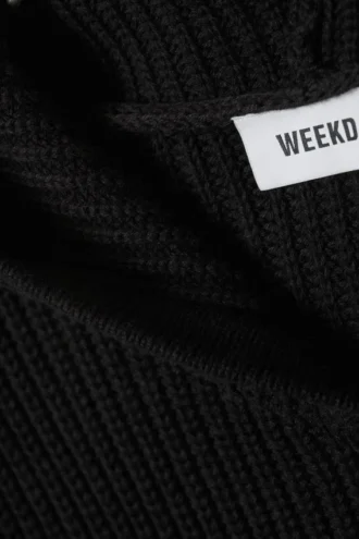 Sudadera con capucha de punto de corte recto – Negro