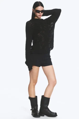 Sudadera con capucha de punto – Negro