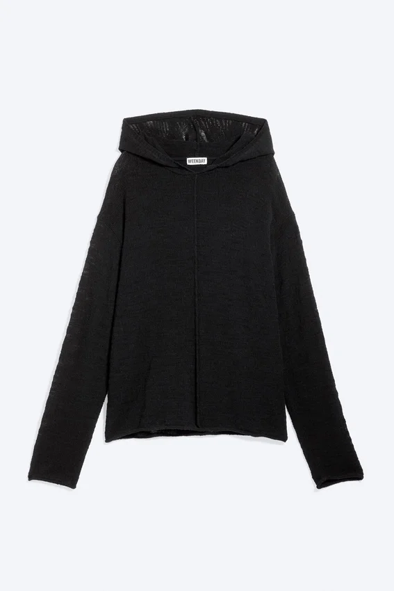 Sudadera con capucha de punto – Negro Sudadera con capucha de punto – Negro