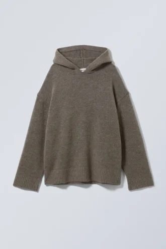 Sudadera con capucha de punto suave oversize Marla – Mole oscuro