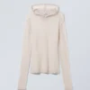 Sudadera con capucha de punto transparente de mezcla de lana Terri – Gris claro