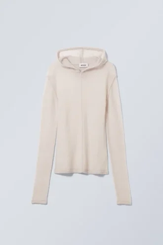 Sudadera con capucha de punto transparente de mezcla de lana Terri – Gris claro Sudadera con capucha de punto transparente de mezcla de lana Terri – Gris claro