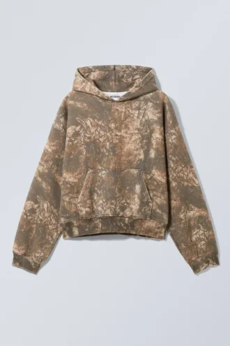 Sudadera con capucha estampada de corte holgado – Caqui – Woodland