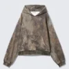 Sudadera con capucha estampada de corte holgado – Verde caqui bosque Sudadera con capucha estampada de corte holgado – Verde caqui bosque