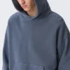 Sudadera con capucha holgada de algodón grueso – Azul oscuro lavado Sudadera con capucha holgada de algodón grueso – Azul oscuro lavado
