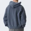 Sudadera con capucha holgada de algodón grueso – Azul oscuro lavado Sudadera con capucha holgada de algodón grueso – Azul oscuro lavado