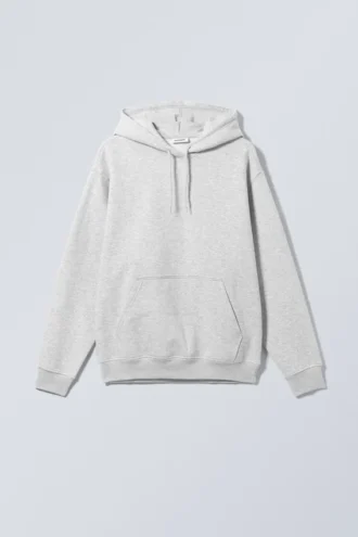 Sudadera con capucha holgada y de peso grueso – Gris jaspeado